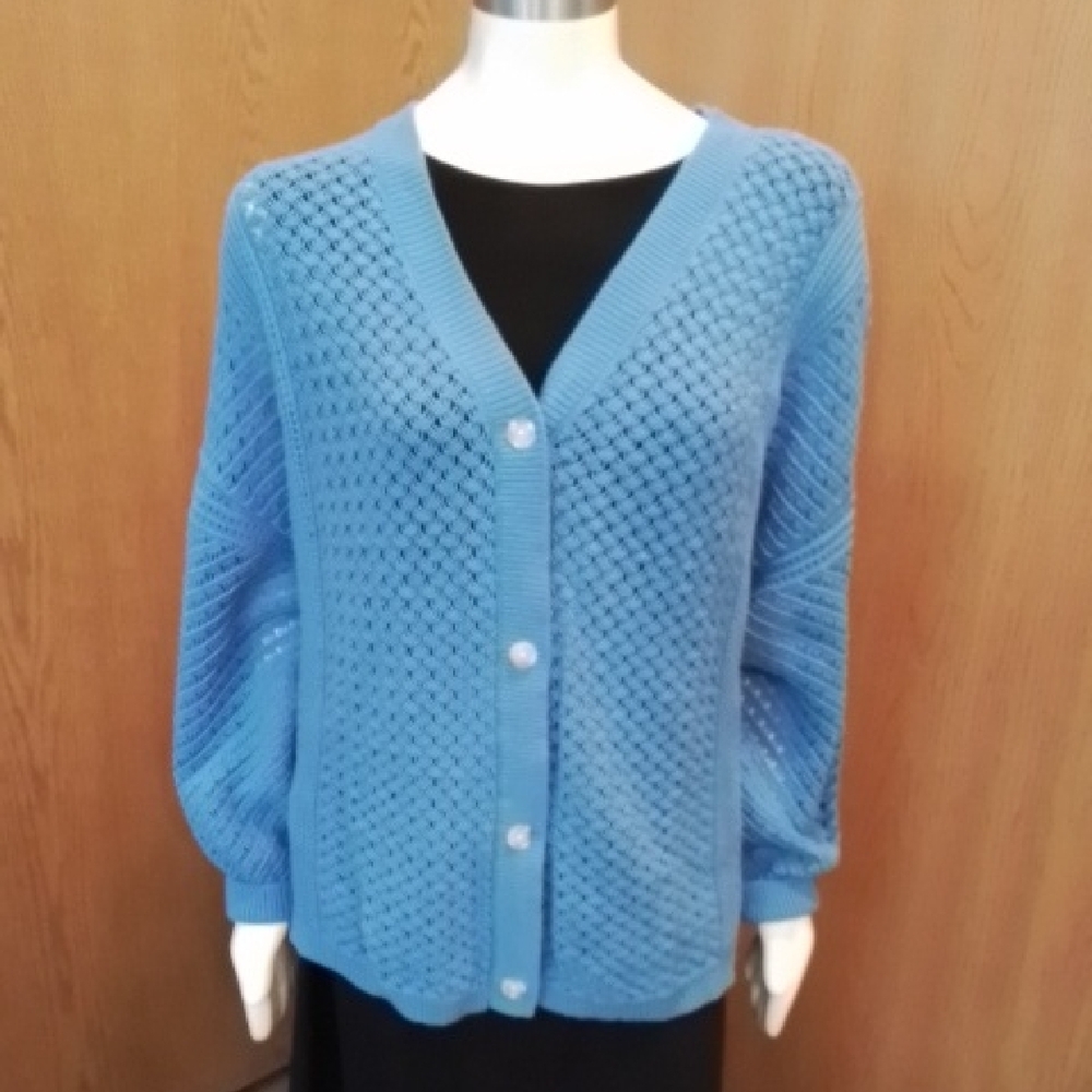 Sonoma 60% Cotton Aqua Blue Cardigan Sweater with Textured Pattern, 2X, NWOT.